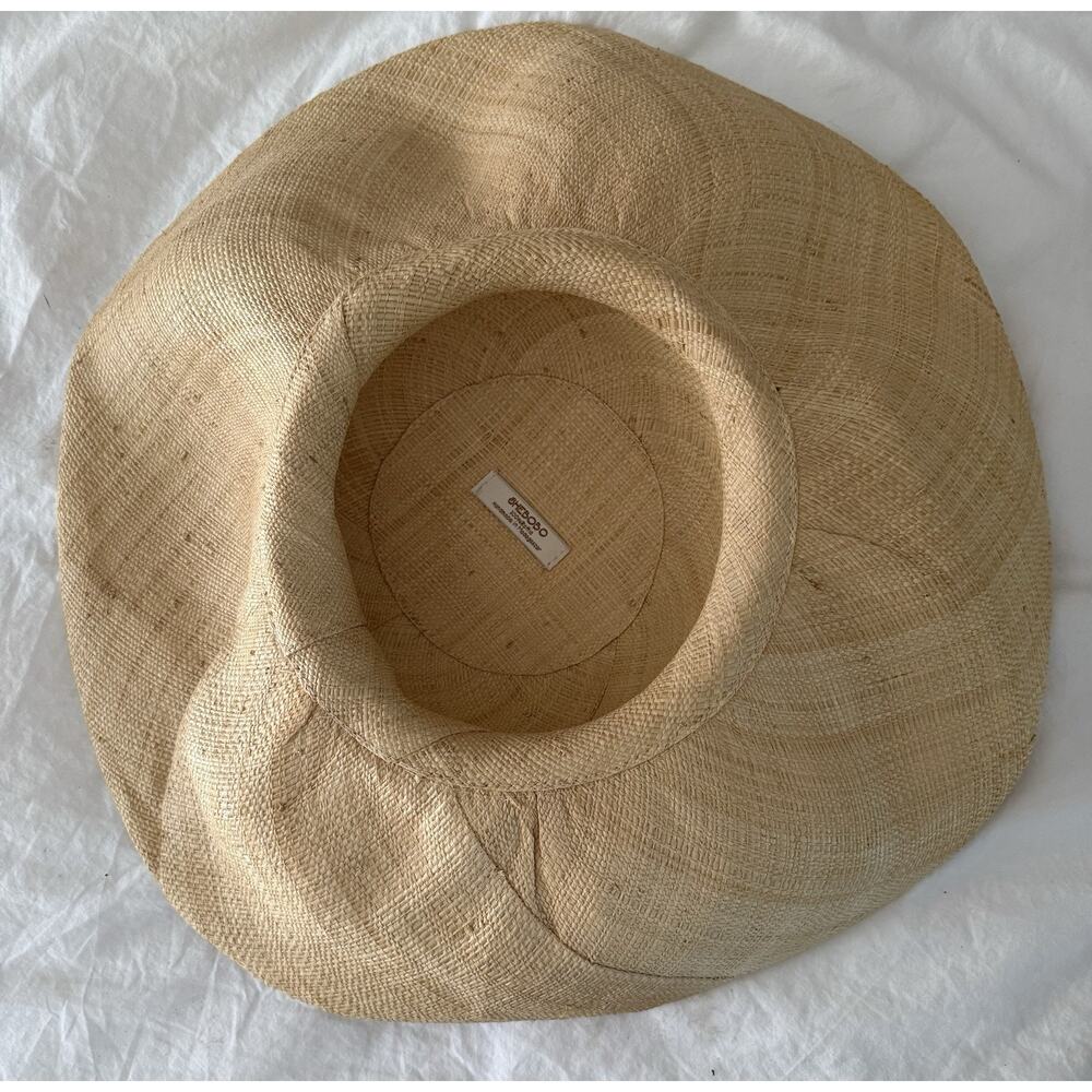 Shebobo raffia hat. Elegant Tan Wide-Brimmed Sun Hat - Picture 5 of 6
